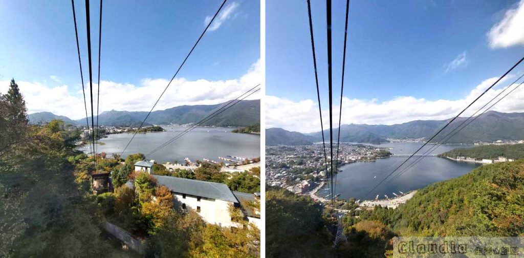 河口湖 富士山 景觀纜車：搭上纜車的風景